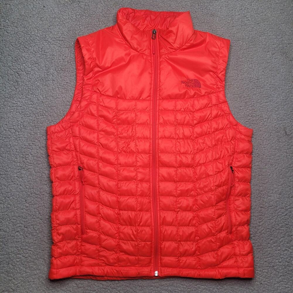 The North Face Vest Mens Medium Orange Quilted Puffer Lightweight Zip‎ Pockets